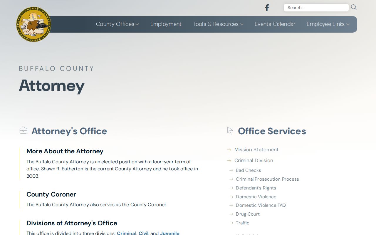 Buffalo County criminal records County Attorney program information