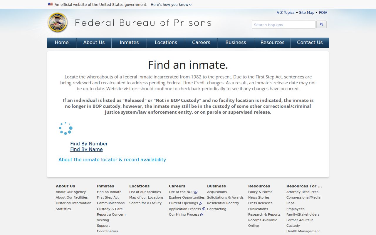 Buffalo County criminal history federal inmate locator