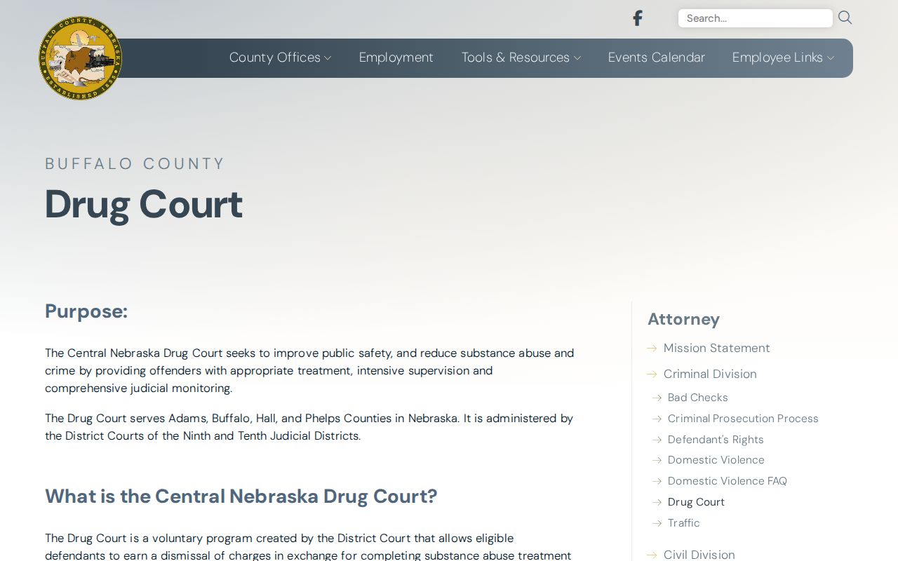 Buffalo County Central Nebraska Drug Court information