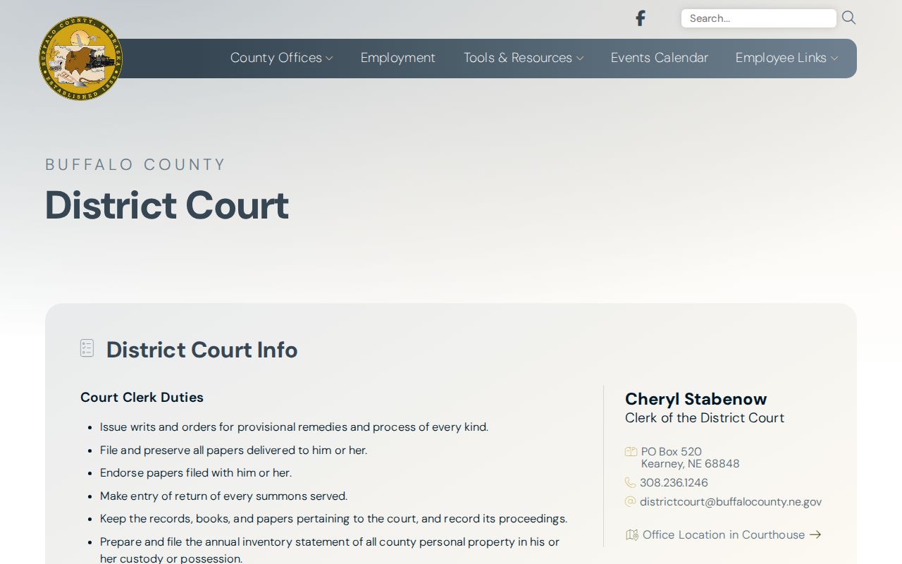 Buffalo County Clerk of District Court official page
