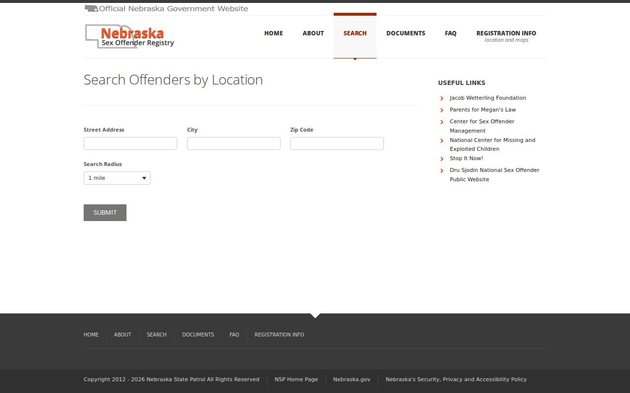 Buffalo County sex offender address radius search