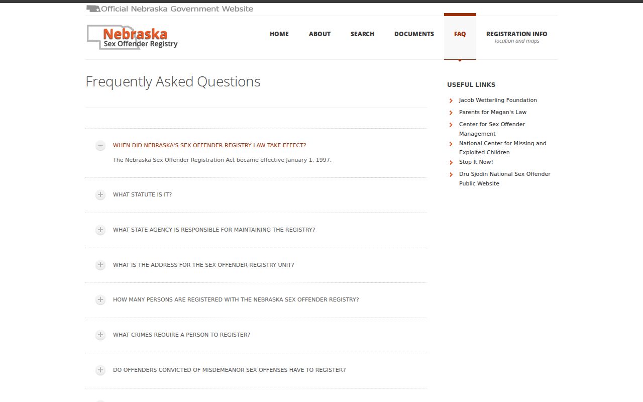 Buffalo County sex offender registry profile field guidance