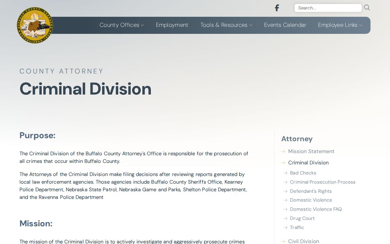 Ravenna criminal records route through the County Attorney criminal division